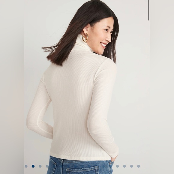 Rib-Knit Turtleneck Top Blue MP - Picture 3 of 4